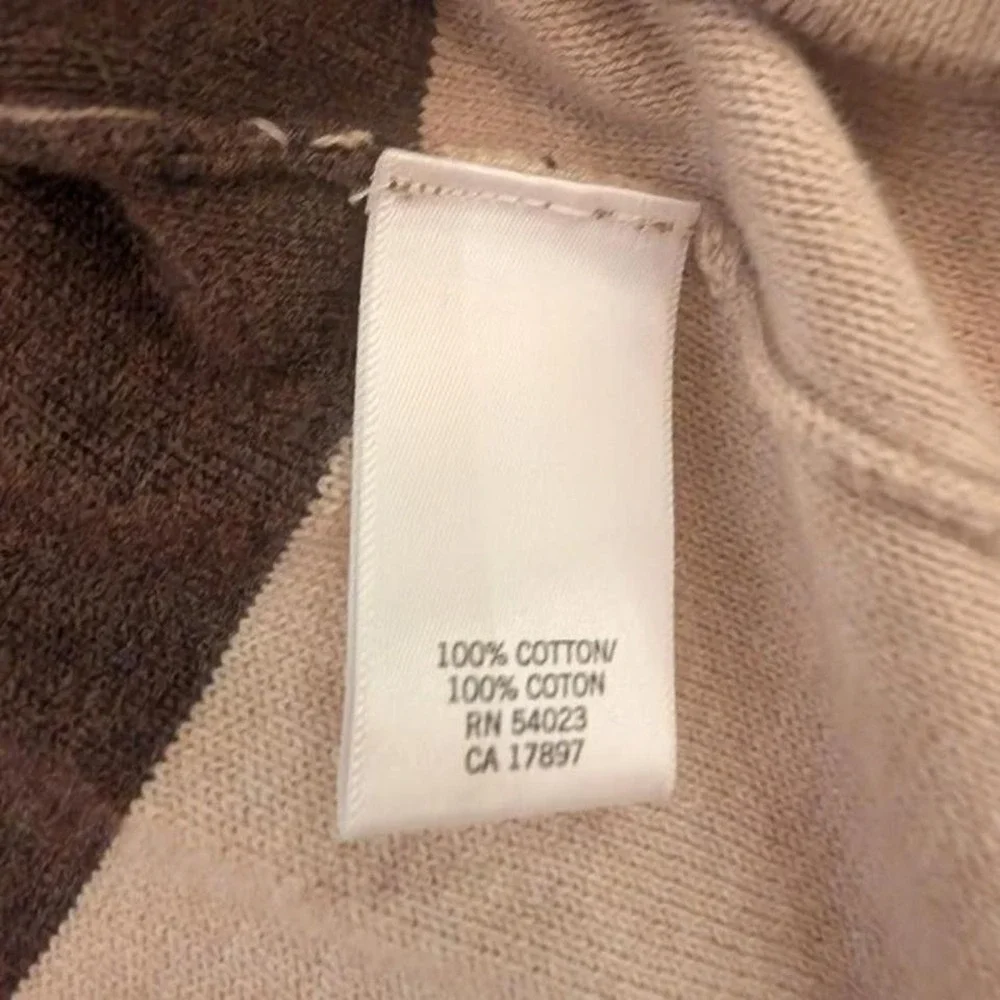 Banana Republic Womens Green Brown Striped 100% Cotton Crewneck Sweater‎ M
